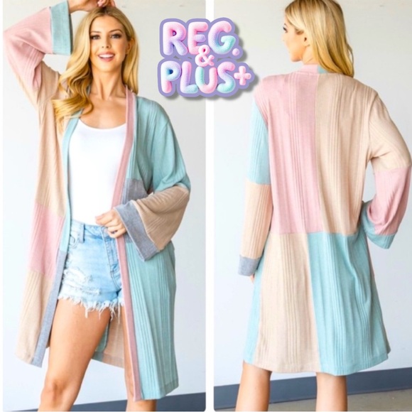 Ginger G Sweaters - 🆕 PLUS+ 💥Colorblock Open Front Cardigan,
📌💥REG SIZE~ SEE SEP. LISTING>💥